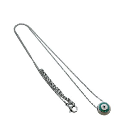 necklace steel silver eye bead white